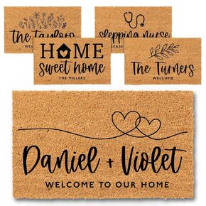 Personalized Door Mat - Create Your Own Family Doormat with 20 Icon - Doormat with Anti-Slip Backing, Welcome Doormat Indoor or Outdoor Entrance
