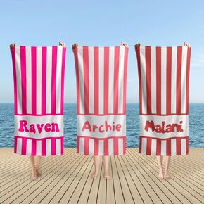 30" W x 60" L-Personalized Beach Towels for Kids-Handmade Custom Beach Towels with Names Cotton/Poly Blend Monogrammed Beach Towel-Customized Beach Towel for Girls Boys Adults (Style 1)