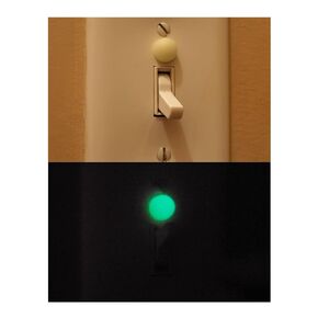 12 Mini NLM Glow Indicator Lights for Room Light Switch & Home Appliance Navigation & Decor at Night & in the Dark. 1m Fast Self-Charge & 8h Long Auto-Glow Green Light. (Off White Color & Green Glow)
