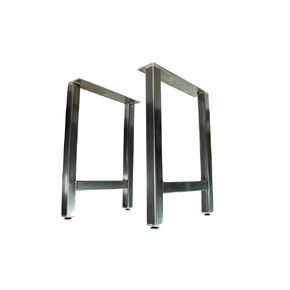 Metal Table Legs - Made in the USA - H Style - Rustic Industrial Finish - Adjustable Leveling Feet