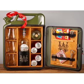 Jerry can Mini Bar FREE ENGRAVEMENT V1, three whisky glasses, flask and a wall hanger! Mini Bar 20L Birthday gift. Free shipping from UE.