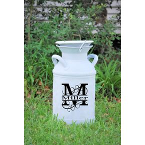 Monogram Family Name Milk Can Decal | Front Porch Decor | Front door Decor (Milk Can NOT Included)