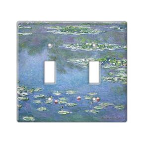 Decorative Wall Switch Cover Plate - Water Lilies by Monet Decor Switch Plate - Beautiful and Vibrant With Lots of Blues, Greens, and Purples (Single Toggle Switch Cover)