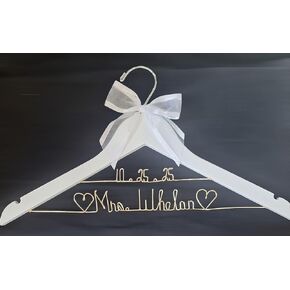 Personalized Bride Wedding Dress Hanger - White or Dark Hanger With Notches in the Hanger - Bride Name in Silver Or Gold Writing - Choice of 10 Bow Colors With or Without Wedding Date, Bridesmaid Gift