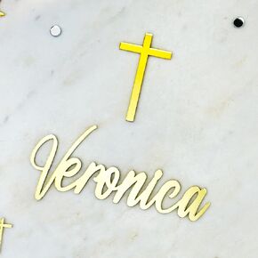 Personalized First Communion Cake Name & Cross | Custom Cake Name Sign | Personalized Christening Cake Topper Baptism Cake Decor | Christening Cake Topper | Personalized Christening Cake Name