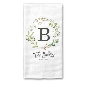| Custom Waffle Weave Dish Towel | Personalized Kitchen Towel | Housewarming Gift | Wedding Gift | Personalized Dish Towel | Engagement Present | Couple Present Registry Monogram