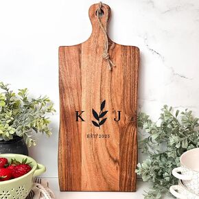 Premium Personalized Cutting Board – Custom Acacia Wood Charcuterie Board for Wedding Gift – Engraved in USA - Perfect Gift for Bridal Shower, Engagement, or Housewarming – USA Family Business