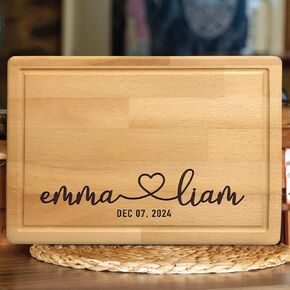 Personalized Engraved Cutting Board for Couples, Custom Couples Gift Ideas for Christmas Wedding Anniversary Engagement Housewarming, Anniversary Gifts for Men Women Parents, Wedding Gifts for Couples