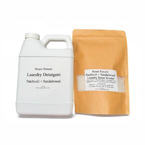 Patchouli + Sandalwood Laundry Detergent (32 oz) & Patchouli + Sandalwood Laundry Scent Booster (16 oz) Bundle, Non-Toxic, Made in the USA