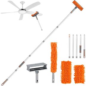 Ceiling Fan Cleaner Duster, Ceiling Fan Blade Cleaner with Extension Pole 72in, Washable Reusable Microfiber Duster Pad