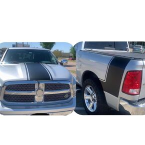 Fits Ram 1500 Rear Side Bed Decals & Hood Stripe Stripes 5.7 Vinyl Graphics Rally Sport