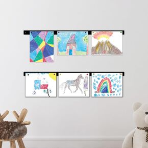 Magnetic Art Display for Kids Artwork (Set of 2) - Kids Art Display - Artwork Display for Kids Art for Wall - Picture Hanging System - Display Children Artwork - Magnet Bar (36, Black)
