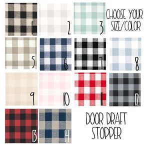 Plaid Door Draft Stopper - Choose your Color and Size