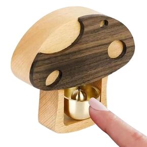 Wooden Mushroom Design Door Bell Pleasant Sound Doorbell- Vintage Style Magnetic Shopkeeper Bell for Home, Hotel, and Cafe Glass Window, Refrigerator, Pet House
