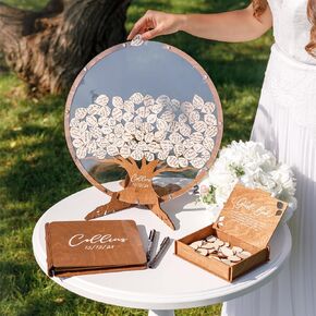 Personalized Wedding Guest Book Alternative - Tree Leaves Guest Book Signs for Wedding Decorations for Ceremony Outside Inside - Rustic Wedding Reception Decorations for Bridal Shower Party Birthday