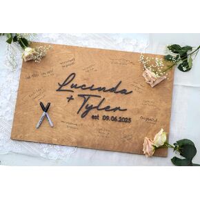 Personalized Last Name Guest Book, Unique Guest Book Sign, Custom Alternative Guest Book, Wooden Guest Book, Wedding Ceremony Guestbook Sign (Design 11)