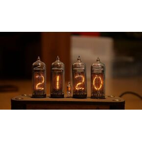 Nixie Tube Clock IN-14 Retro Vintage. Oak enclosure. (12 hours format)