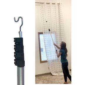 Extra Long 16ft Aluminum Extension Pole with hook for Open or Close 12-20 ft Long Extra Long Curtains Telescoping Adjustable Stick Wand Clothes Fork