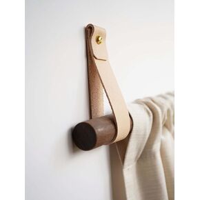 KEYAIIRA - Curtain rod holder leather curtain rod bracket holders leather loop strap for wall boho pole hanger wall blanket display farm house style