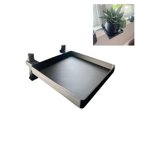 Windowsill Plant Shelf with Clamps, 6x6" Detachable Tray, Clamps fit 0.5 to 1.25 Inch Flat Non-Curved Ledges, 3D Printed Plastic, Perfect for Small Plants, Antennas, Radios, Pots