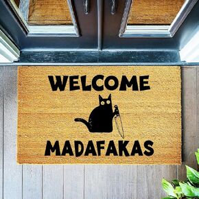 Welcome Madafakas | Funny Doormat | Go Away Funny Doormat | Premium Quality, Thick 100% Coir Coconut Husk stk 1785