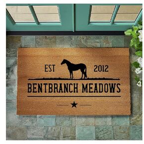 Personalized Custom Name and EST Horse Farm | Horse Ranch Farm Doormat | Premium Quality, Thick 100% Coir Coconut Husk Front & Made in the USA - Doormat 1601