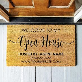 Realtor Open House Personalized Doormat Premium Quality, Thick 100% Coir Coconut Husk Front & Made in the USA - Doormat 1493