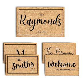 Personalized Welcome Doormat with Family Name - 9 Custom Designs | Housewarming Gift | Indoor Outdoor Entrance Mat with Anti-Slip Backing | Customized Door Mat for Home Decor