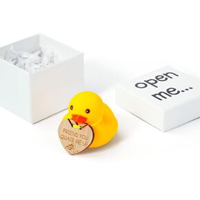 Lucky Duck, Mini Rubber Duck Gift Set - With Wooden Card “Happy Duck Day", Friend/Colleague/Valentine's Day/Teacher/Class/Schoolmate Gift. (Have A Ducky Day)