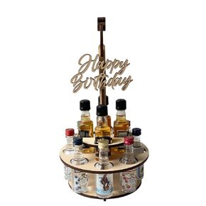 Mini Liquor Bottle Two Layer Wood Cake, Alcohol Celebration Cake, Mini Liquor Birthday Cake, Bottles NOT included (12 Round Bottles)