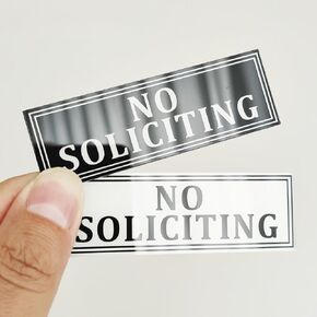 No Soliciting Doorbell Sign, Small Acrylic Sign, Easy to Install No Solicitation Sign, Cute No Solicit Sign, Adhesive Strip on Back, 3 x 1", Pack of 2 (Black, White) (NO SOLICITING THANK YOU)
