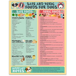 Magnetic 8.5x11 Safe and Toxic Foods for Dogs Magnet – Pet Safety Chart and Canine Nutrition Guide, Waterproof & Humidity- (Pack of 1)
