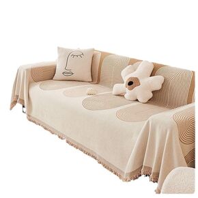 Beige + Khaki Sofa Cover Soft Chenille Sofa Cover Dog Sofa Cover 3 Cushion Sofa Cover Bohemian Sofa Cover Pet Sofa Cover Furniture Protector Thick Washable 71" X 118"