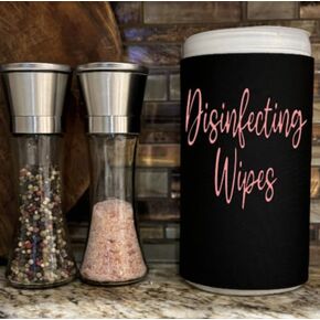 Rose Gold Script Decorative Cleaning Wipe Covers (Large, Gray)