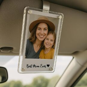 Personalized Father’s Day Visor Clip – Best Dad Ever Car Photo Frame | Polaroid Style Car Visor Photo Clip | Custom Sun Visor Picture Holder Gift for Dad from Son or Daughter