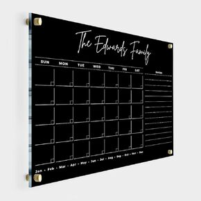 Acrylic Personalised Calendar 2025 with Family Name - Dry Erase Two Month Planner Family Calendar 2025 Calendar Marker, Monthly and Weekly Double Month Board