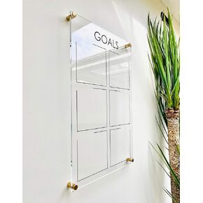 Large Clear Acrylic Goals Board for wall | Dry-Erase Message White Board Calendar Wall Mounted Office Home Family Organization Tools Must Haves School Kids Adult Mom Teen Monthly Weekly ADHD Tools
