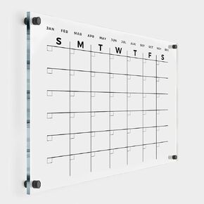 Premium Wall Acrylic Calendar - Dry Erase Board - Reusable Board for Office and Home - Large Glass Calendar for Wall (24x18'' (Regular))