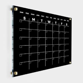 BLACK Acrylic Horizontal Wall Personalized Calendar 2025 - Dry Erase Board Wall Calendar Monthly and Weekly New Home Gift Housewarming Gift To Do Notes