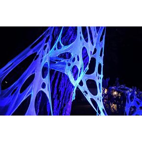 Blue Blacklight Halloween Spider Webs Precut Resable