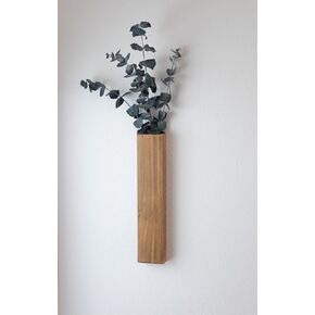 Slim Wood Wall Pocket with Preserved Eucalyptus