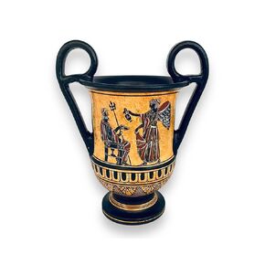 Kantharos Vase 19cm,black figure Pottery,God Poseidon with Goddess Iris and God Zeus