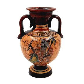 Ancient Greek Vase 13cm,Multicolored Amphora,Showing God Zeus