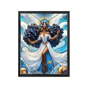 Yemaya Patrona del Mar.Cuadro con Marco de Yemayá. Framed 5x7 Artwork ready to decor your home.Yemaya Orisha Santeria (Yemanyá) is the Queen of the Sea and the mother of all.