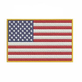 American Flag Patch 4" x 2.5" Emblem Fully Embroidered DIY Iron-on/Sew-on Decorative Embroidery Applique Clothing Vest Jacket Bags Premium Stitching Patriotic Badge GOLD BORDER USA US United States