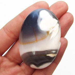 Orca agate palm stone blue white crytocrystalline quartz Madagascar PACKAGED