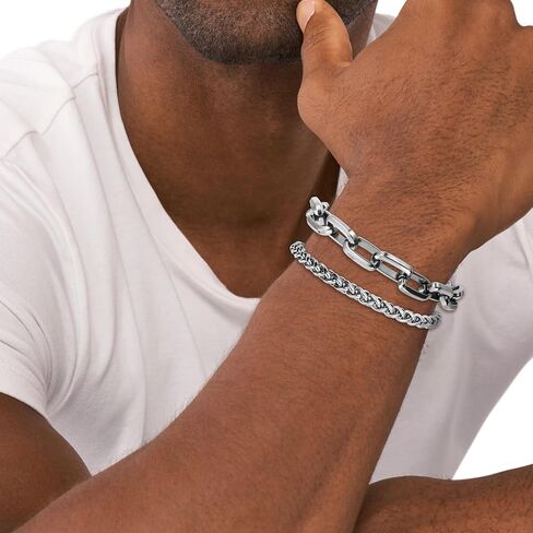 Gold Bracelets for Men Set, Adjustable Gold Bracelet Stack Waterproof Stainless Steel Gold Jewelry as Halloween Gifts for Boyfriend Dad and Son Pulseras Para Hombres in Kuwait