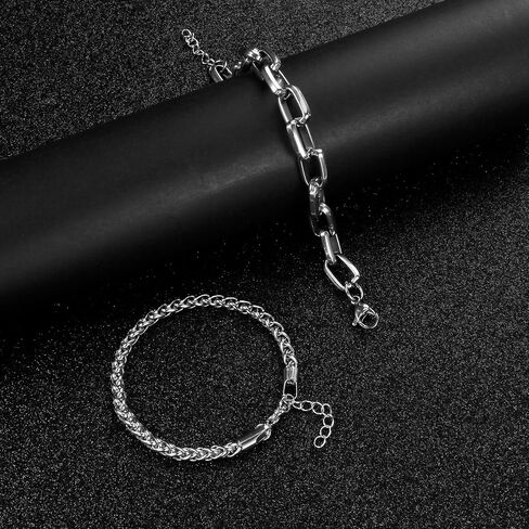 Gold Bracelets for Men Set, Adjustable Gold Bracelet Stack Waterproof Stainless Steel Gold Jewelry as Halloween Gifts for Boyfriend Dad and Son Pulseras Para Hombres in Kuwait