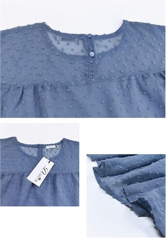 DOROSE Women's Babydoll Tops Swiss Dot Ruffle Sleeve Tiered Flowy Blouses Dressy Casual Summer Shirts in Saudi Arabia