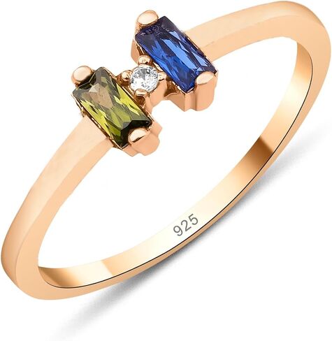 1-6 خاتم Baguette Relainsable Ring ، خاتم الأحجار الكريمة الحد الأدنى ، خاتم الأسرة المصنوع يدويًا ، حلقة مخصصة للذهب الفضي ، هدية مخصصة ، هدية يوم الأم ، حلقة فضية 14K ذهبية و 925 كيلو بايت (3 مواليد أحجار) in Kuwait